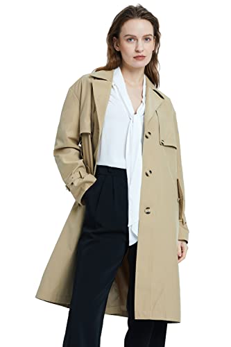 Orolay Women's Single Breasted Trench Coat Long Windbreaker Button Coat Slim Fit Jackets with Belt