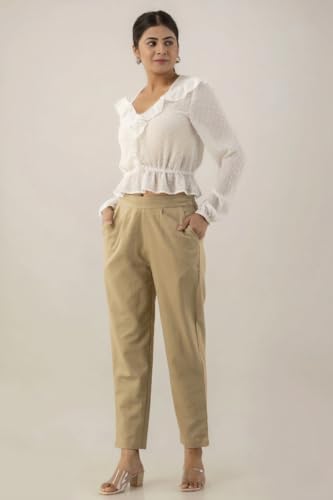 Image of Regular Fit Cotton Woman Trousers Pants Kurti Pant Casual Daily Formal Office Use