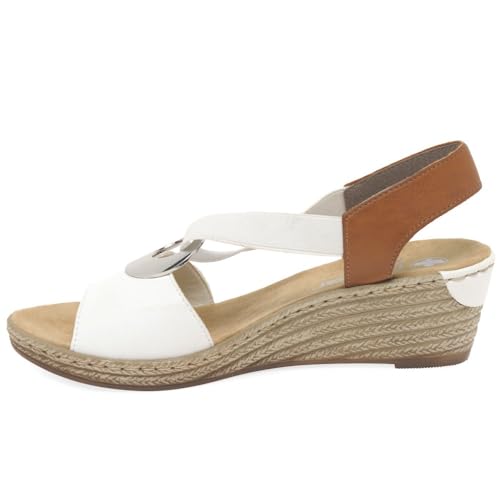 Image of Rieker 624H6 Fanni Women's Wedge Sandals - Lightweight, Comfortable and Supportive - Slip On Sandals with Cushioned Insole and High Wedge for Everyday Stylish Wear