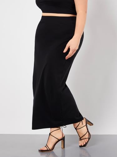 Women's Plus Size Long Pencil Skirts Elastic High Waisted Bodycon Skirt4