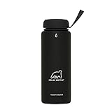 Polar Bottle Thermaluxe - Vacuum Insulated Stainless Steel Travel Mug, Black Powder Coat {Standard Cap - Black}, 21 oz.