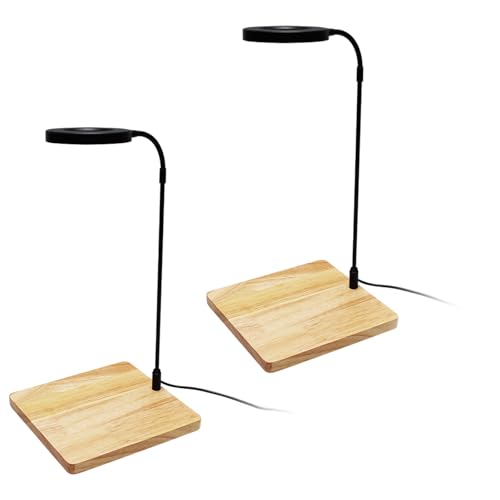 Rotierbare LED-Aquariumlampe mit Ständer aus Naturholz für kleine Aquarien, Sukkulenten, Topfpflanzen, Landsacping-Lampe