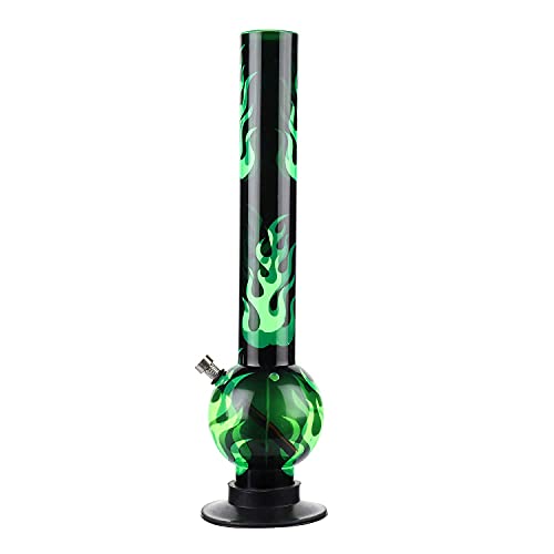 Image of Green 16 inch Acrylic Bong Smoking Bongs Hookah.(Green Fire, 40CM)