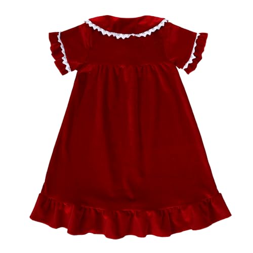 MYGBCPJS Little Girls Velvet Dress Toddler Baby Kids Warm Short Sleeve Ruffle Princess Skirt Pajamas Sleepwear2