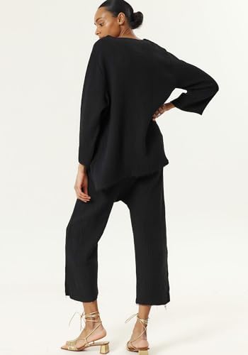 Image of NOTHING FITS BUT Muslin Gauze Nursing Set, 2 Piece Postpartum Pajamas, Ultra Soft Maternity Loungewear for Nursing, Soft Pjs