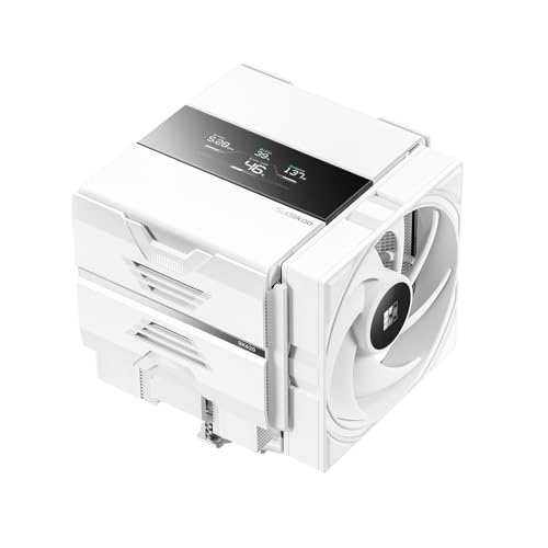 Image of SK620V White AM5 Air Cooler: 6 Heatpipes Dual Tower CPU Air Cooler with Digital Display for AM5 Exclusive - PC Cooler with 120mm FDB PWM Quiet Fans & Quick Lock Mount