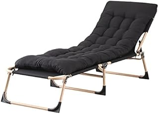LSLIFE Folding Sun Loungers Recliners with Cushion, Adjustable Patio Folding Outdoor Sun Beds Perfect Reclining for Sunbathing, Camping, Pool, Beach, Patio (Black)