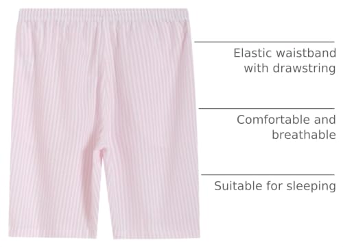 Image of Latuza Women's Cotton Bermuda Long Pajama Shorts Seersucker PJ Sleep Shorts