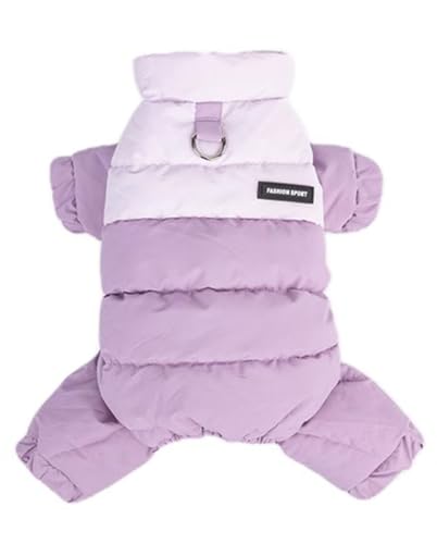 AttRex かわいい ペット服 ジャケット ダウン 冬 犬服 防寒 あたたかい ドッグウェア ロンパース つなぎ 小型犬 中型犬 冬服 洋服 お散歩お出かけ (S,パープル)
