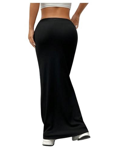 GORGLITTER Women's Trendy High Waisted Bodycon Maxi Skirts Elastic Waist Pencil Long Skirt 2025 Dressy2