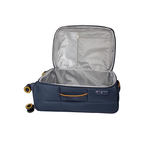 Image of SWISS MILITARY Nylon Mercury 8 Wheels 55cm Trolley Luggage, Soft Case 360 Rotatable Wheels, TSA Lock, Expandable Storage & Quick Front Pocket Suitcase, Travel Bag for Men & Women, Small Navy 44L