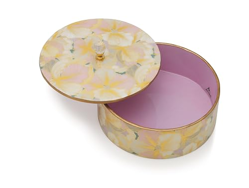 Image of Attro Petal Gold Designer Wooden Lid Box Round Multipurpose Box with Lid for Kitchen Storage Box, Chapati Box, Chocolate Box
