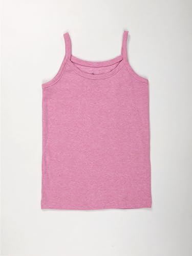 Image of KiddoPanti Girls 100% Cotton Rib Solid Camisole Tank Top Pack of 3