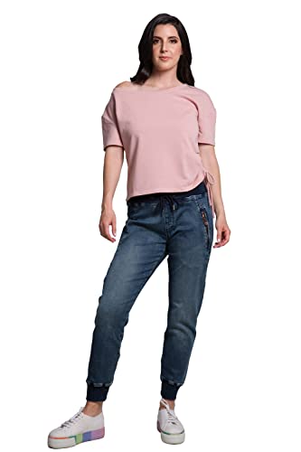 Standards & Practices Modern Women's Drawstring Denim Knit Skinny Joggers Pants4