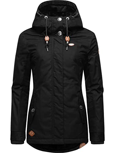 Ragwear Damen warme kurze Winterjacke mit Kapuze Monade Intl Black22 Gr. XS