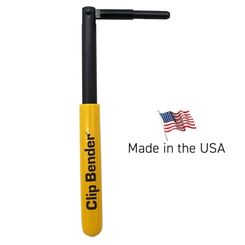 Clip Bender - Made in the USA - Steel tool used for securing T-Post fence clips - Comfortable yellow rubber grip - Black oxide coating to prevent rust. From LockNLube.