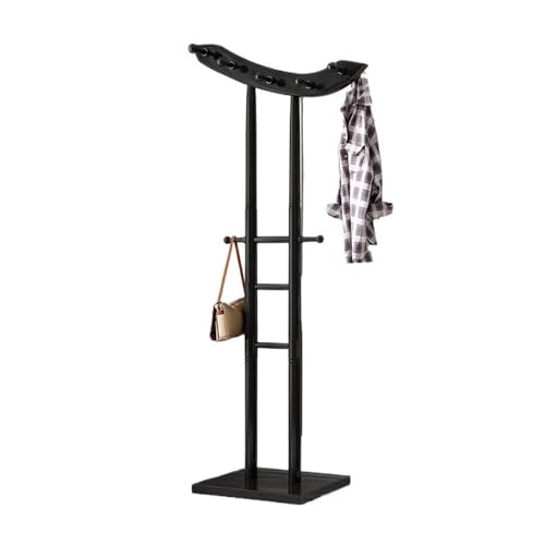 Perchero de pie para ropa colgador de madera maciza vertical negro de dormitorio 2