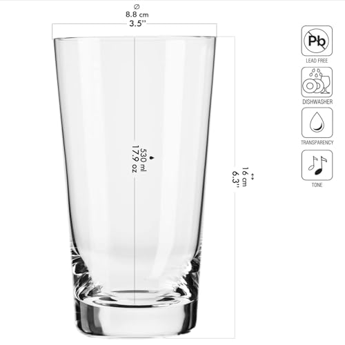 Krosno Bicchieri Birra Weizen Vetro 0,5 Litri | Set di 6 | 530 ML | Collezione Pure | Perfetto per casa, ristoranti e Feste | Adatto alla Lavastoviglie - immagine 3