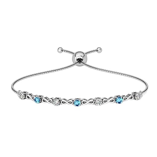 Image of Clara 925 Pure Silver Blue Infinity Hand Bracelet, Adjustable, Anti Tarnish, Swiss Zirconia Gift for Women and Girls