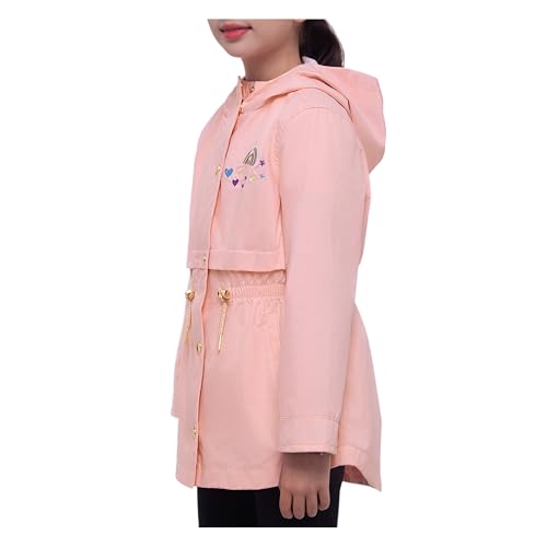 Rokka&Rolla Girls' Hooded Rain Jacket Lightweight Windbreaker Dress Trench Coat4