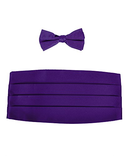 Boy's Solid Poly Satin - Bow Tie and Cummerbund Sets , Purple