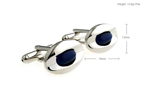 Conjunto Daesar Mancuernillas y Gemelos Ovalados Azules miniatura 5
