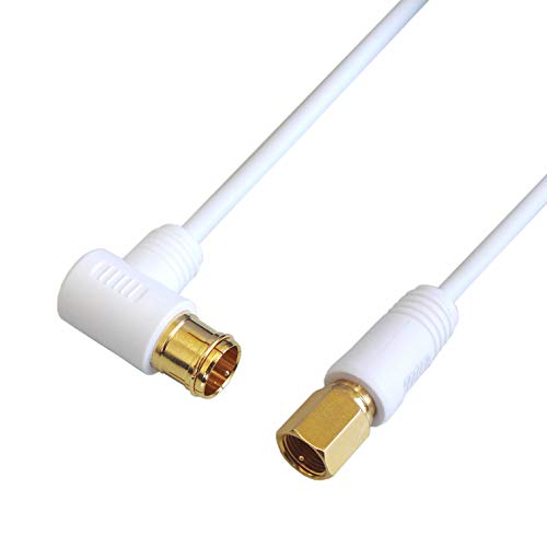 F-FACTORY アンテナケーブル 1.5m (スリム・極細) 4K8K/ BS/CS/地デジ/CATV 放送対応 S-2.5C-FB 同軸ケーブル 1.5m L字プラグ-F型コネクター(ネジ式) 白/ホワイト FF-4811WH