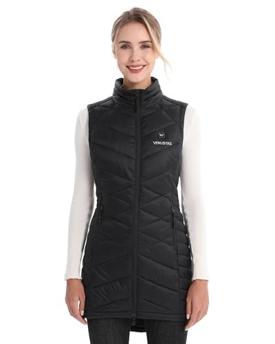 Venustas Women's Quilted Long Heated Vest with Battery, Warm Rechargeable Heating Clothing, Electric Puffer Vest for Ladies3