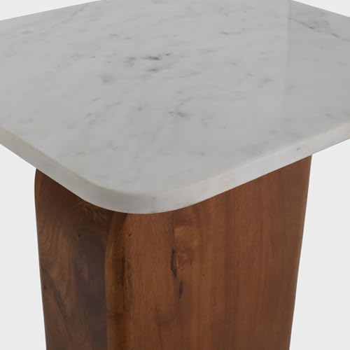 Image of Gharaana Ohana Wooden Side Table, Chestnut Finish, Contemporary End Table, 38x38x46 cm