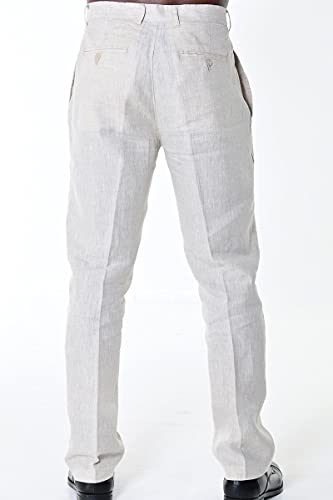 bohio Mens Casual Summer Flat Front Pants 100% Linen - in (6) Colors - MLP503