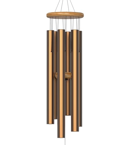Nalulu Wind Chimes - Chimey 35" Gold Large, Wind Chimes for Outside, Outdoor Modern Metal Windchimes, Hand Tuned with Calming Deep Low Tones, Home Décor for Your Garden, Yard & Patio
