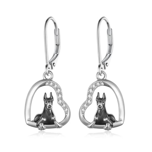 Doberman Earrings 925 Sterling Silver Dog Earrings Doberman Jewelry Gifts for Women Dog Lovers