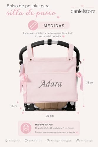 Miniatura 3 de Danielstore Bolso Talega Polipiel Lactancia Personalizado Carrito Bebe - Nombre Bebe Bordado
