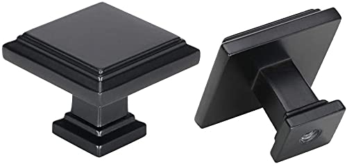 Lontan 10 Pack Black Door Knobs - Cupboard & Cabinet Knobs for Chest of Drawers & Kitchen Cabinets - LS9111BK