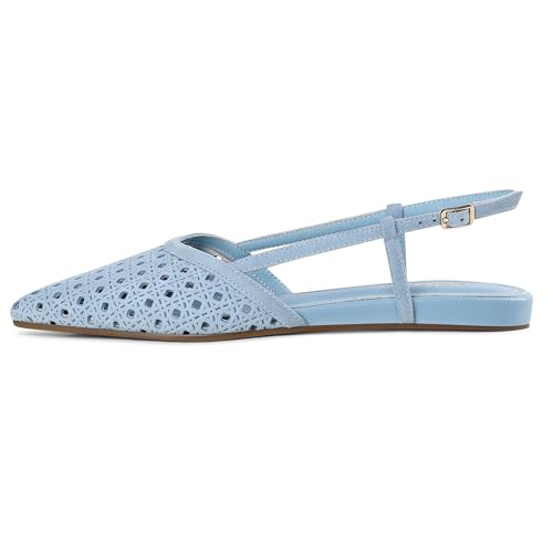 Image of USIMAD Women's Mesh Leather Slingback Flats Pointed Toe Breathable Comfortable Office Dress Shoes