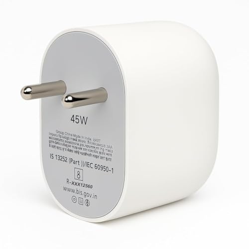 Image of Google Original 45W Type C Fast Charger Adapter | Compatible with Google Pixel 10 /10 Pro /9 Pro XL /9 Pro Fold /9 Pro /9 /9a /8 Pro, Laptop, Tablet, Chromebook & More Fast Charging USB-C Adapter - White