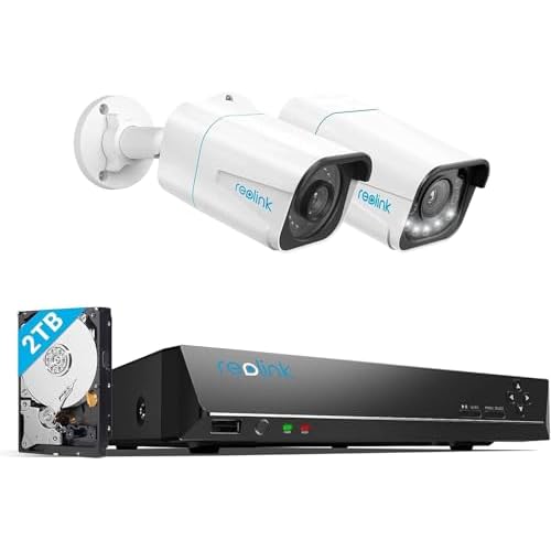REOLINK 4K PoE NVR 8 Channel Pre-Installed 2TB HDD, 4K Ultra HD PoE Outdoor Security Cameras with Smart Detection, RLN8-410 NVR Bundle with RLC-810A and RLC-811A(5X Optical Zoom and Motion S