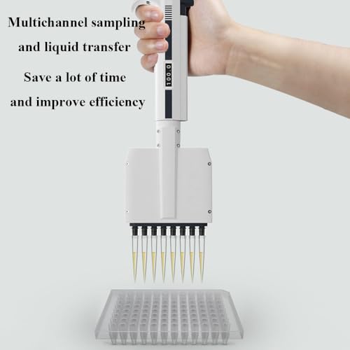 Micropipeta multicanal con punta de rotación de 360° y función de soplado, pipeta ajustable de 8 canales para laboratorio y uso educativo
