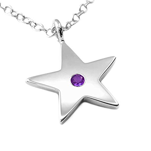 Amethyst Star Necklace Pendant in Sterling Silver, Moon and Star Jewelry, Nature Jewelry, Night Sky, Minimal Jewelry, Sterling Silver Amethyst Star, Purple Star, Star Charm