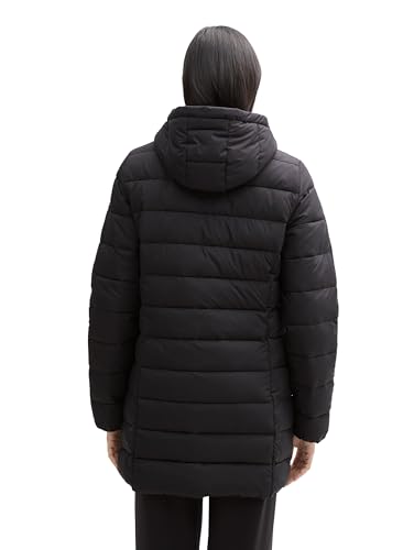 TOM TAILOR Denim Puffer-Jacke mit verschließbarem Stehkragen, deep black, S