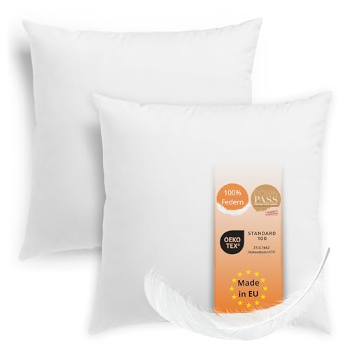 sleepling 2er Set Kissen 40x40 cm, Federkissen, Kissenfüllung Federn,...