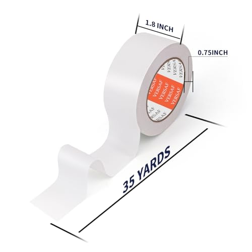 Image of VERSAF 4 Pack Heavy Duty Duct Tape - 35 Yards x 2 Inches, Silver, Hand Tearable, Strong Industrial Gray Masking Tape, No Residue, Waterproof for B2B, Home Use, DIY Projects, and Repairs (White)