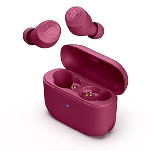 JLab Go Air Pop+ Auriculares Inalambricos Bluetooth, Wireless Earbuds 35+ Horas Rendimiento con Caja de Carga – Audifonos Bluetooth Inalambricos con Micrófono, Dual Connect, App, Rosa Oscuro