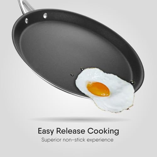 Image of Stahl Artisan Schild 28 cm Dosa Tawa Triply Stainless Steel + PEEK-Reinforced Non-Stick Dosa Tawa | Induction & Gas Compatible | Manufacturer Warranty