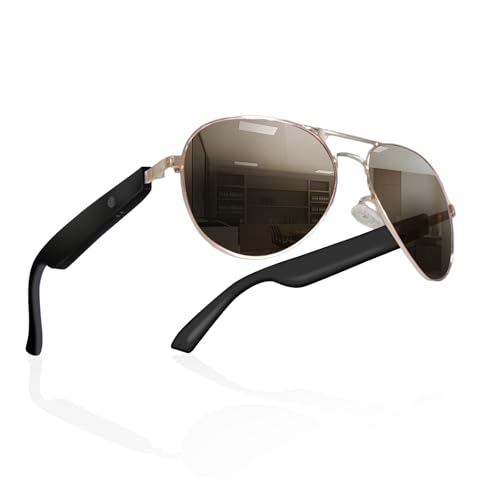 Image of Smart Glasses for Men & Women, Bluetooth Audio Glasses with Speakers, UV400 Polarized Lens, Support Fast Charging, Touch Control & Voice Assistant, Bluetooth Sunglasses for Travel Cycing Driving-Brown