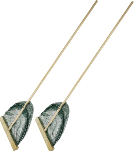 Eurocatch Filet de crevettes XL - 2 pièces - 40 cm de large - Manche en bois de 130 cm de long - Filet de fossé - Filet de pêche - pêche ensemble crevettes