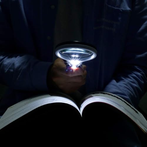 Chefic Lupe mit Licht, 3X 45X Fach Beleuchtete Leselupe mit 3 LED, Beste Handlupe Vergrößerungsglas für Senioren lesen, Kinder Hobby, Handwerk und Schmuck-Hohe Klarheit & Leichtgewicht
