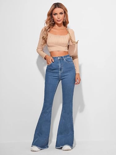 Image of KOTTY Women's Bootcut Flare Jeans with Slim Fit Thigh and Wide Hem Design