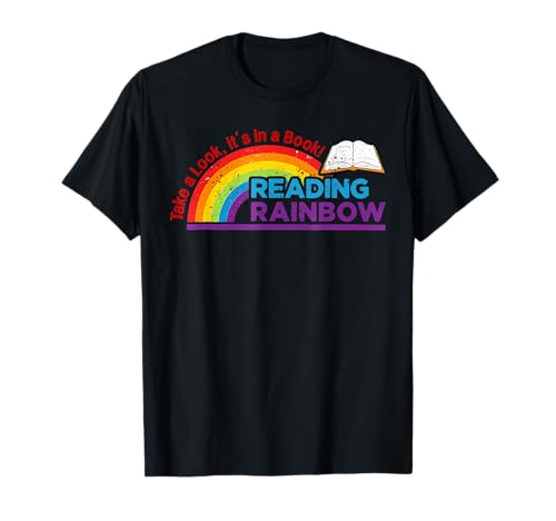 Take A Look it's In A Book Reading Book Vintage Rainbow T-Shirt