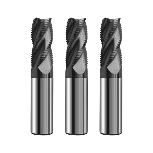 Image of 3Pcs 5 /8 inch Carbide Roughing End Mill, 4 Flute End Mill Bits for Steel, ALCrSiN Nano Coated CNC Router Bit, 35 Degree Helix Milling Cutter
